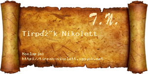 Tirpák Nikolett névjegykártya